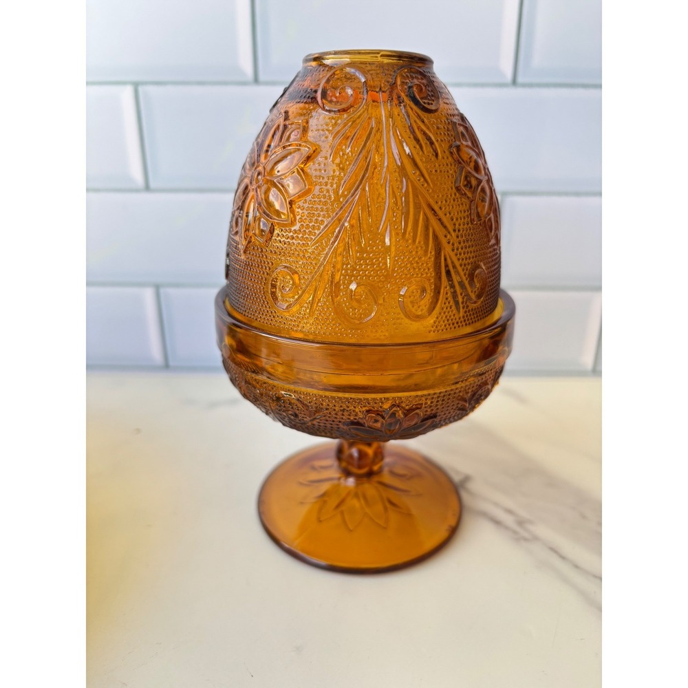 Vintage Tiara Sandwich Golden Glass Fairy Lamp 2 Piece Votive Candle Holder